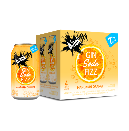 Black Fly - <span style='color:#ffda00;'>Gin Sodafizz</span> Mandarin Orange